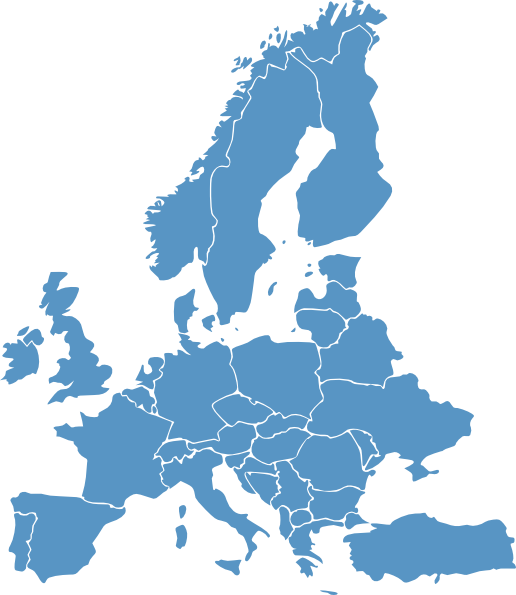 Picture Transparent Download Map Blue Clip Art At Clker - Europe Map Vector Png (516x595), Png Download