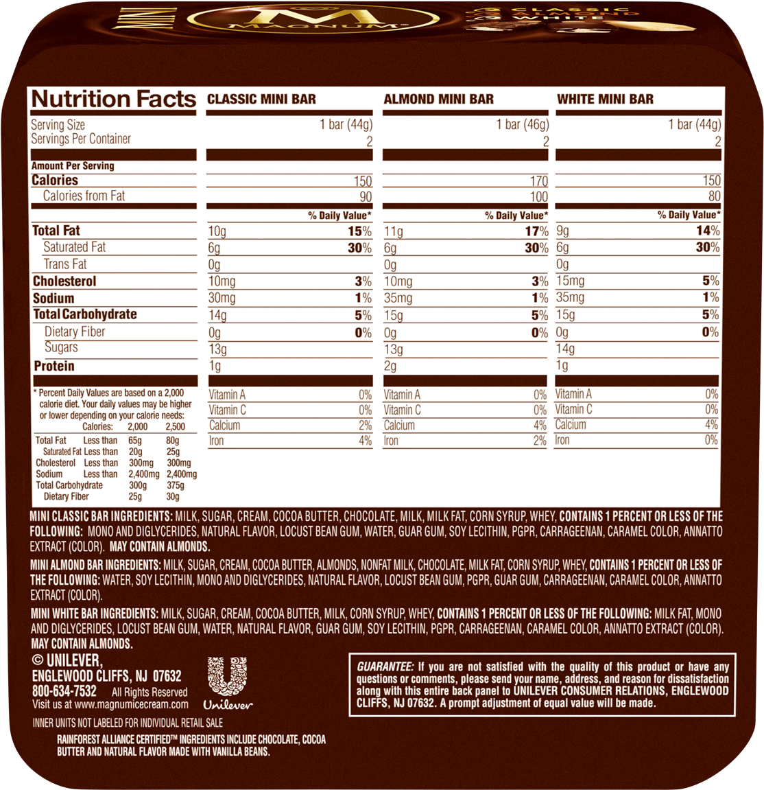 Magnum Ice Cream Nutritional Information (1280x1280), Png Download