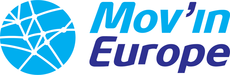 Mov'in Europe Is An Esn Initiative To Promote Mobility - Movin Europe Logo Png (800x263), Png Download
