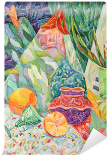 Still Life In Watercolor And Pastel Painting Wall Mural - Watercolor Painting (400x400), Png Download
