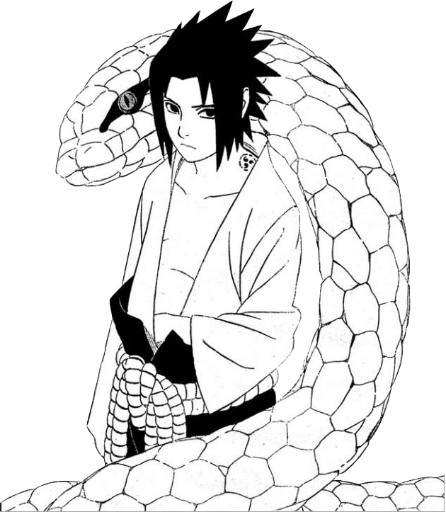 Sasuke Manga Png Clip Art Library Download - Sasuke Coloring Page (630x723), Png Download