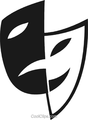 Comedy/drama Masks Royalty Free Vector Clip Art Illustration - Mascaras De Teatro Png (353x480), Png Download