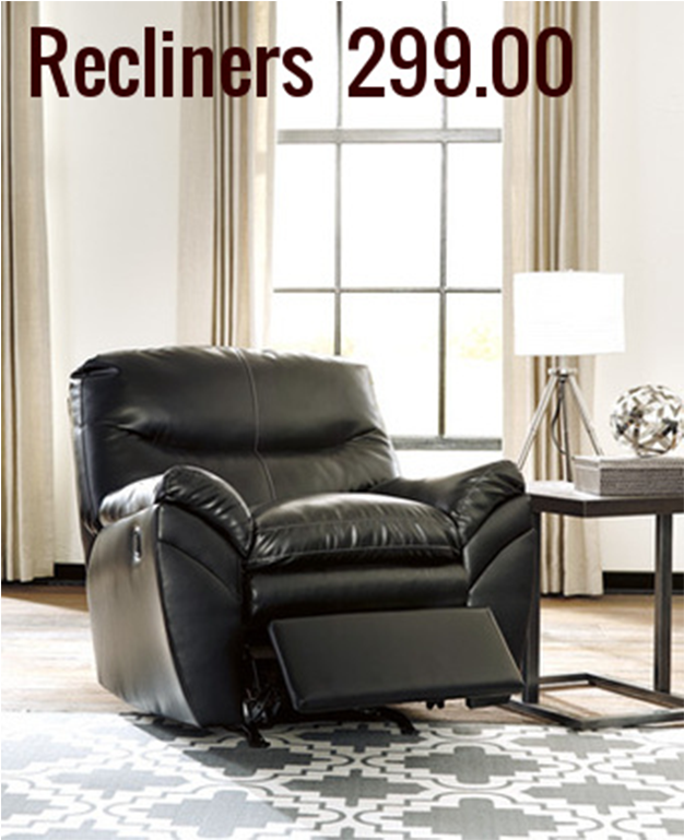 Living Room Furniture - Ashley 4650125 Tassler Rocker Recliner With Black Durablend (1024x768), Png Download