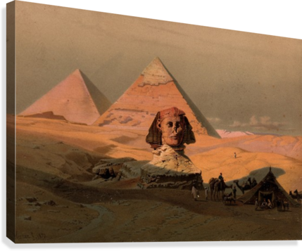 The Pyramids At Giza And The Sphinx In Egypt Canvas - Pyramid And Sphinx Birdeyes View (429x357), Png Download