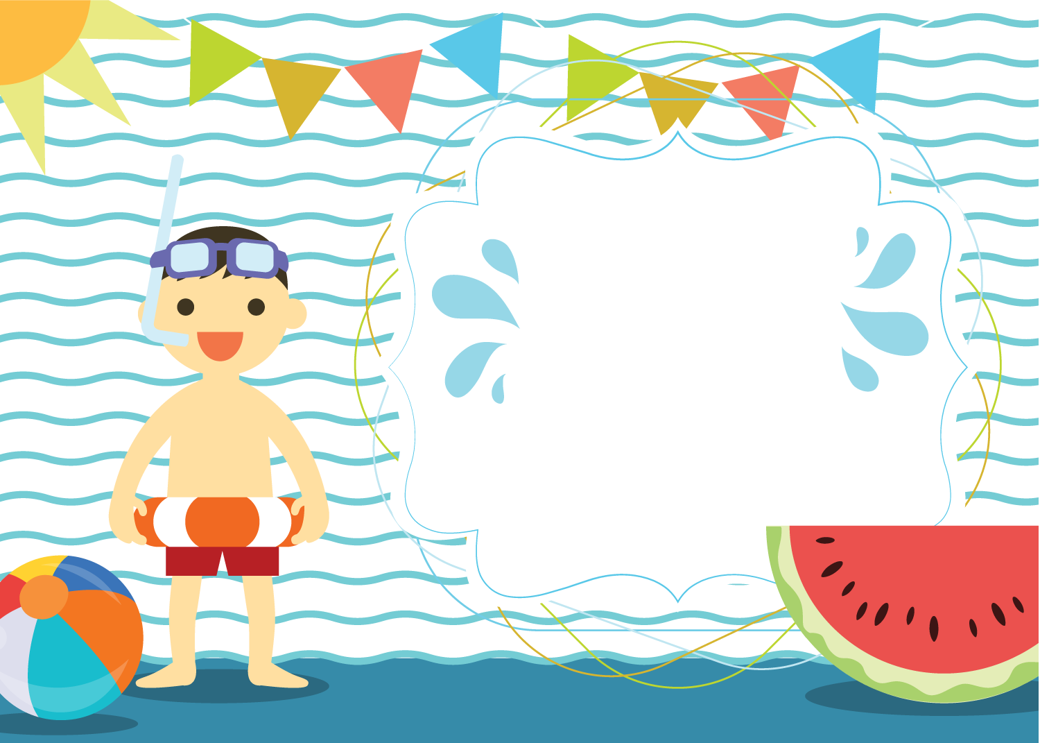 Summer Clipart Swimming Pool - Swimming Pool Invitation Cards (1500x1071), Png Download