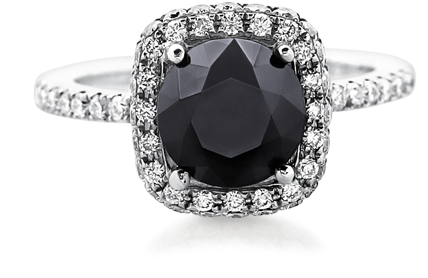 Black Diamond Halo Engagement Ring - Pre-engagement Ring (800x500), Png Download