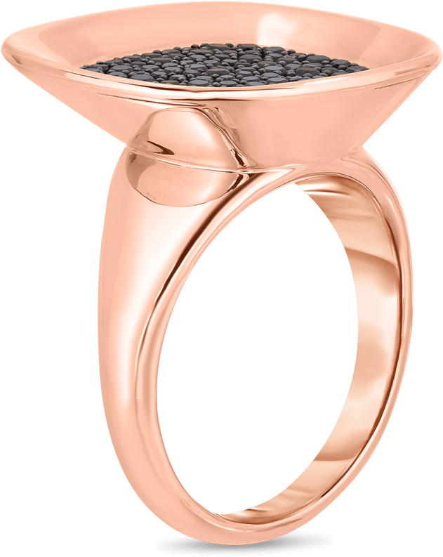 Roberto Coin 18k Rose Gold Small Ring With Black Diamonds - Diamond (1600x1600), Png Download