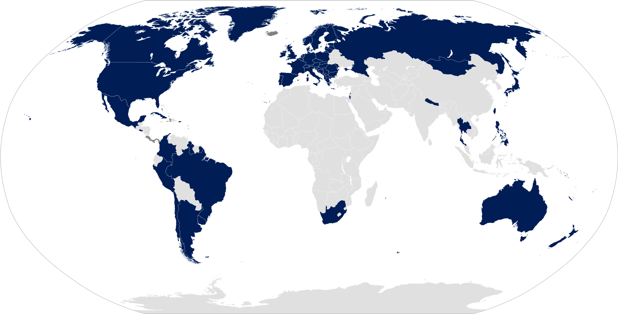 Gay Military - Map Of The First World Countries (2000x1027), Png Download