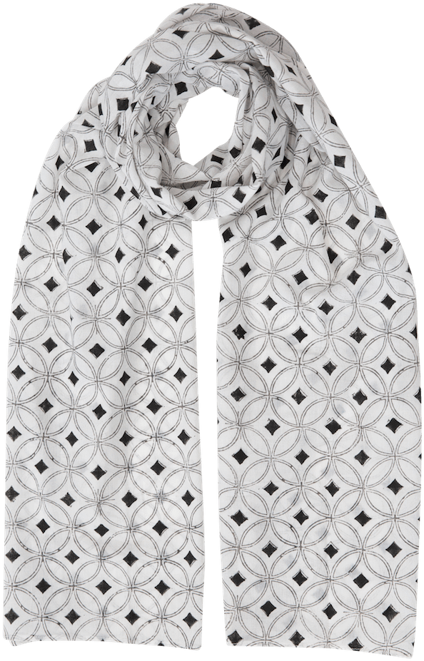 White & Black Diamond Scarf - Stole (767x1000), Png Download
