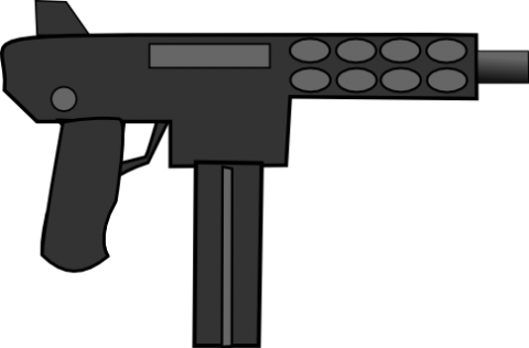 Image Black And White Stock Rifle Png Clipground Machine - Uzi Clip Art Png (480x316), Png Download