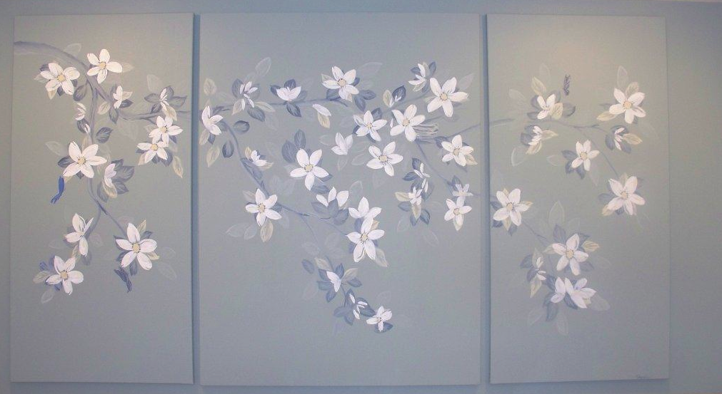 Blue Floral Background To Lighten Edited - Painting (1011x553), Png Download