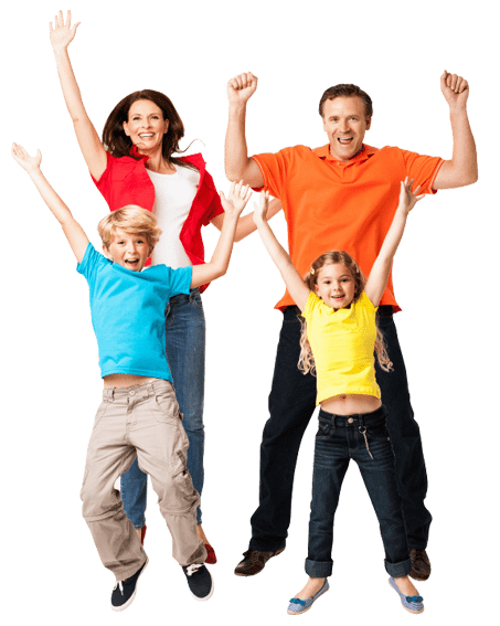 Parallax Feature - Family Jumping Png (453x567), Png Download