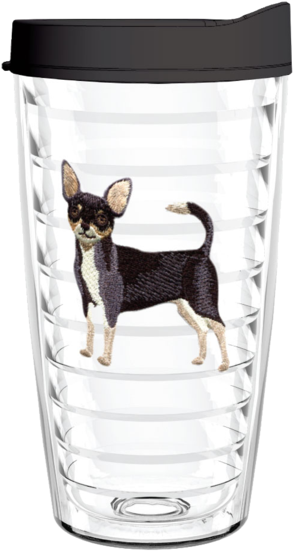 Chihuahua 16oz Tumbler - Usa Flag 16 Oz Insulated Tumbler With Blue Lid And (302x599), Png Download