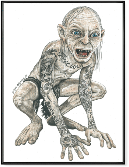 Inked Gollum - Poster - Inked - Gollum - Unisex Tank / Sublimation / L (600x600), Png Download
