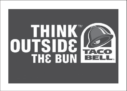Taco Bell's Use Of Slogan As A Brand Signature - Think Outside The Bun Taco Bell Logo (503x361), Png Download
