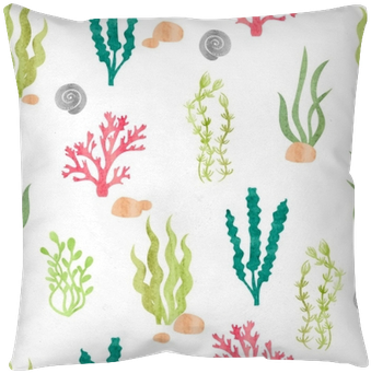 Watercolor Seamless Pattern With Corals, Seaweeds, - Algas Marinas Para Cortar (400x400), Png Download