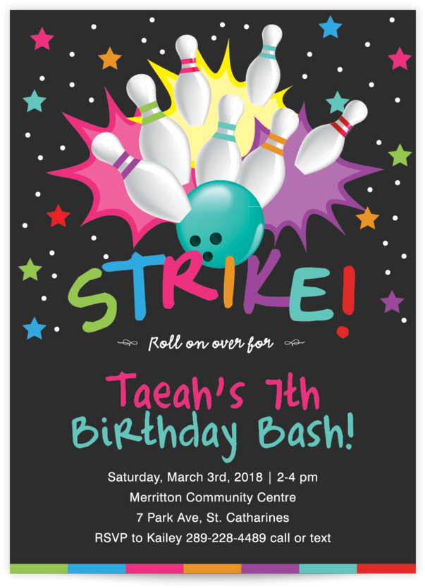 Birthday81 - Bowling Invitations (1000x1000), Png Download