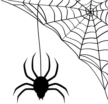 Spider Web Cobweb Halloween Silhouette Bla - Teia De Aranha Png (370x340), Png Download