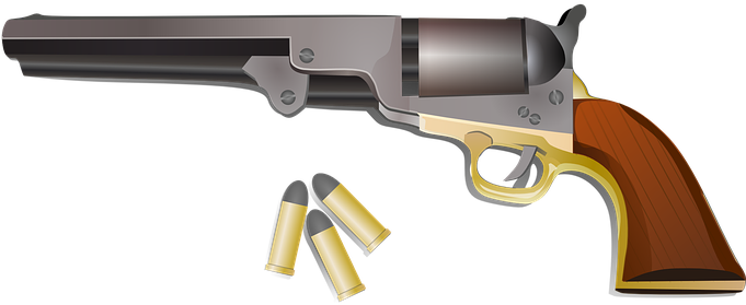 Cartridge Gun Peacemaker Pistol Revolver W - Armas De Proyectil Multiple (680x340), Png Download