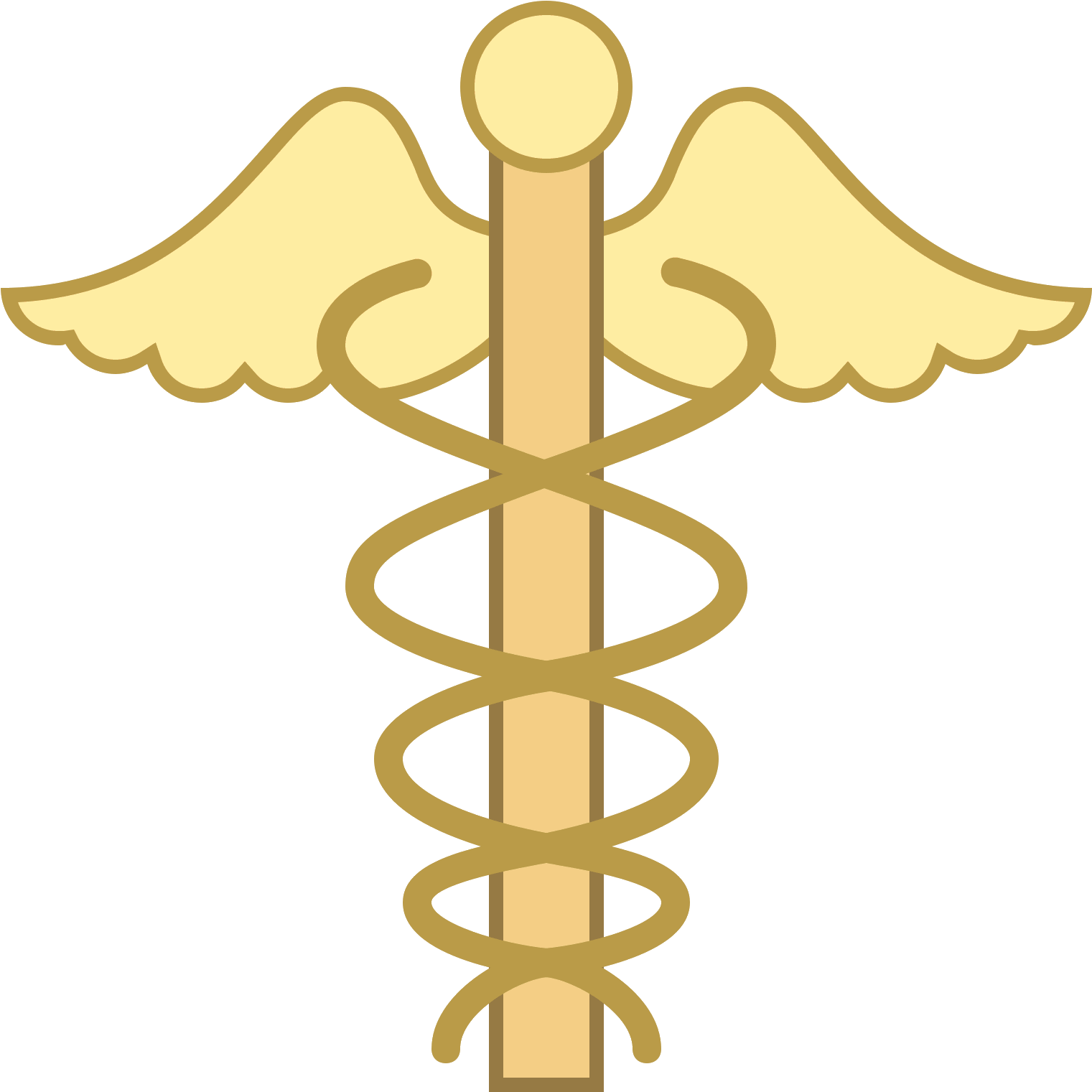 In The Center Is A Straight Staff With A Round Head - Кадуцей Png (1600x1600), Png Download