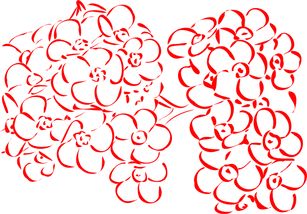 Red Outline Flowers Svg Clip Arts 600 X 419 Px (600x419), Png Download