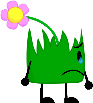 Flower Grassy Sad With Tear - Bfdi Flower Grassy (362x386), Png Download