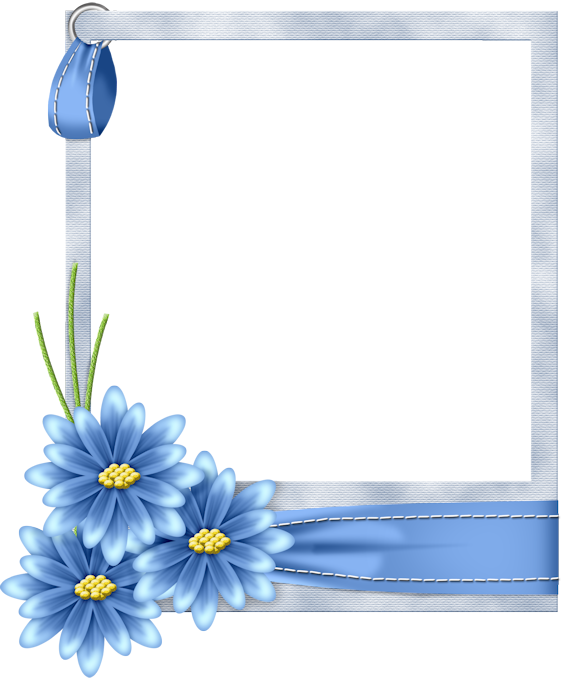 Flo Frame Blue Folha De Caderno, Moldura Floral, Imagens - Molduras De Flores Azul (499x600), Png Download