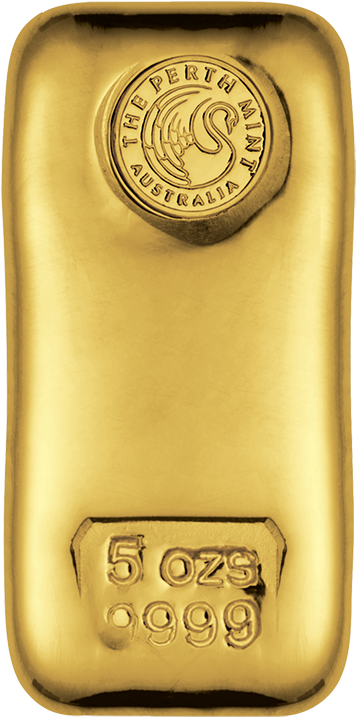 Perth Mint 5oz Cast Gold Bar - Gold Bar (900x900), Png Download