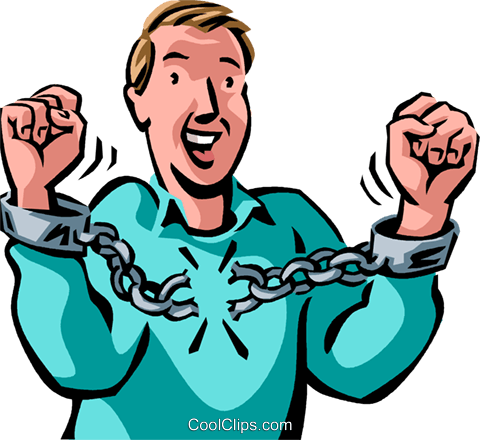 Man Breaking Free From Handcuffs Royalty Free Vector - Person Breaking Out Of Handcuffs (480x440), Png Download