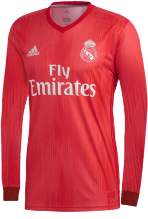 18-19 Real Madrid Third Away Red Long Sleeve Jersey - Uniforme Del Real Madrid (500x500), Png Download