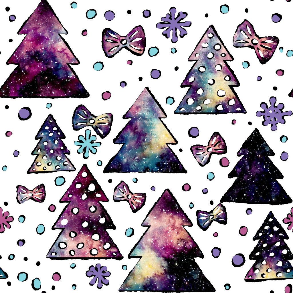 Hand Drawn Colorful Gradient Christmas Tree Background - Illustration (1024x1024), Png Download