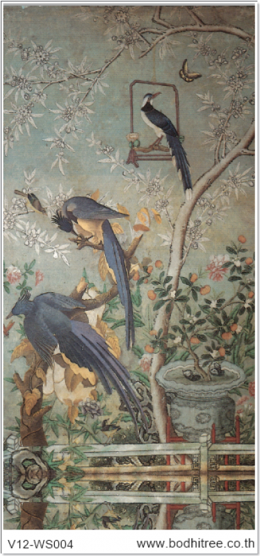 Chinese Painting Art Grey Blue Background With Birds - Chinoiserie: Commerce And Critical Ornament In Eighteenth-century (600x800), Png Download