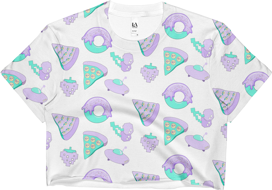 New 2017 Summer Pizza Ufo All Over Crop Top Made In - Octopus (1000x1000), Png Download