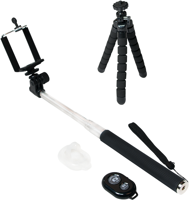 Produktbild (png) - Selfie Stick Logilink Set Black, Silver (800x800), Png Download