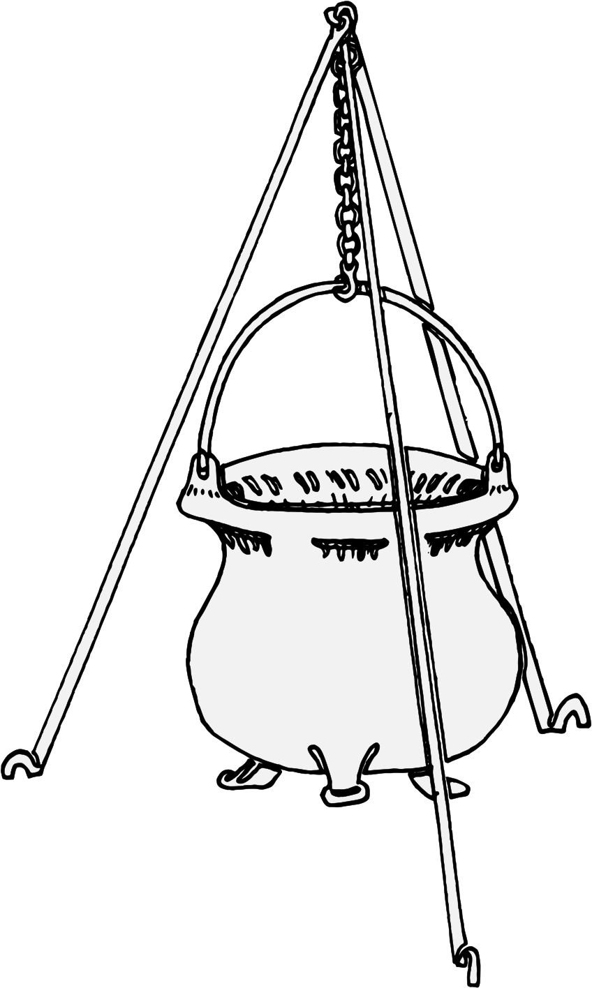 Cauldron Hanging From A Tripod (881x1430), Png Download