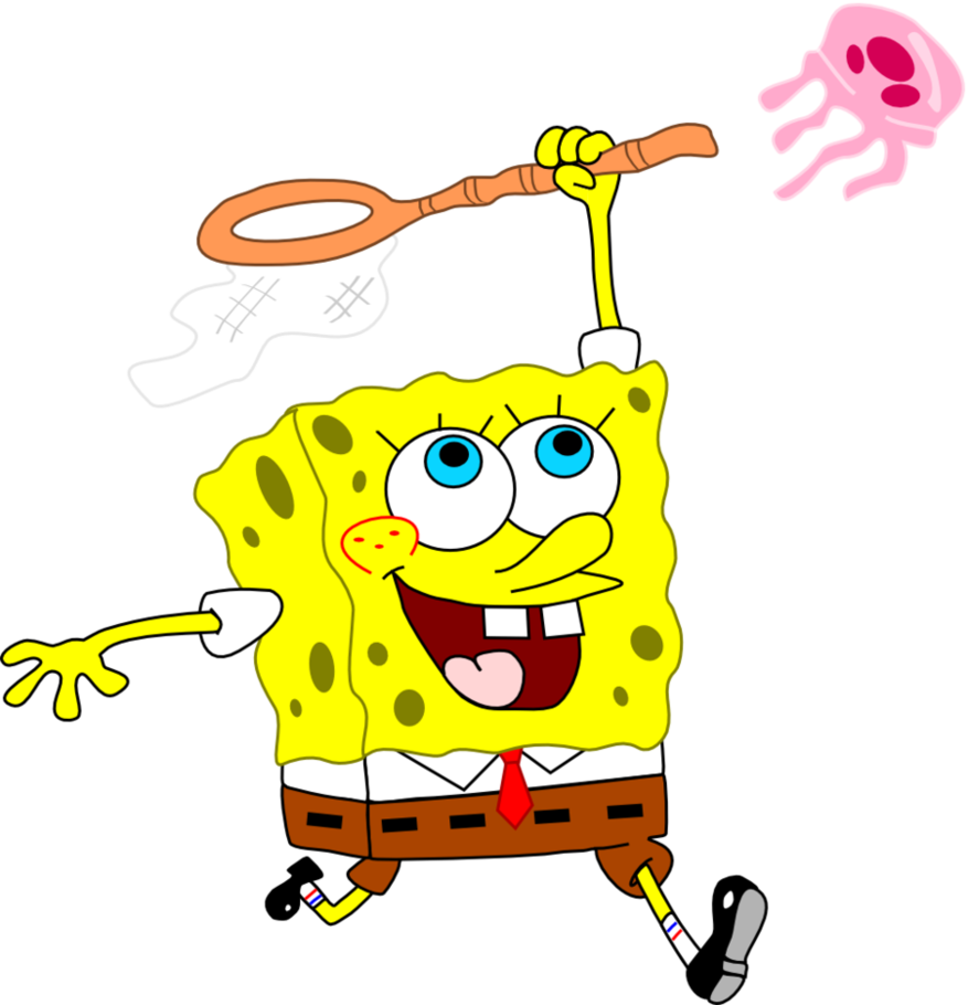 Jellyfish Drawing Spongebob - Spongebob Jellyfishing Png (877x910), Png Download