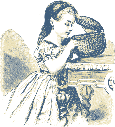 Girl Woman Computer Icons Drawing Download - Granddaughter Birthday With Vintage Girl Opening Basket (530x750), Png Download