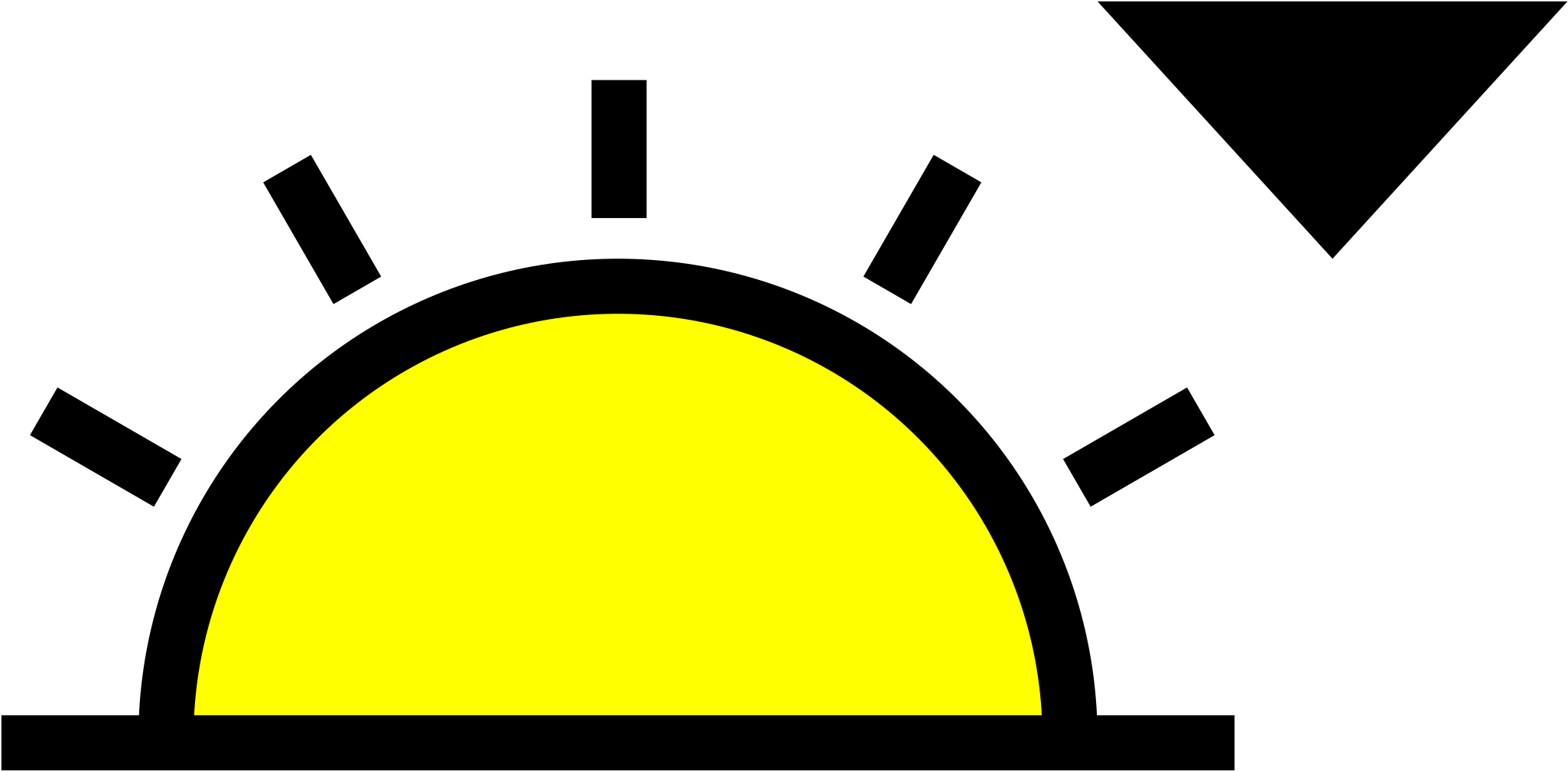 A Drawing Of A Sun Setting Clipart - Sunset Symbol (2400x1800), Png Download