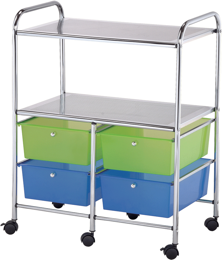 Blue Hills Studio Storage Cart, 4 Drawers And 2 Shelves, - Blue Hills Studio Rolling Cart With Shelf (779x900), Png Download