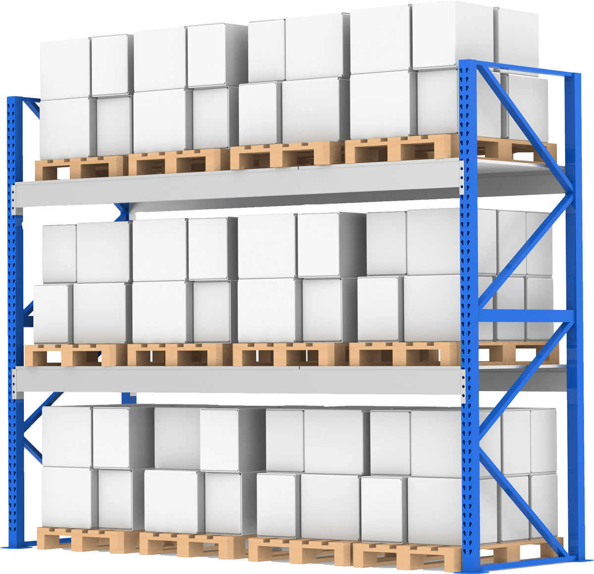Industrial Rack Shelving By Power Machinery - Warehouse Rack Png Clipart (1200x1161), Png Download