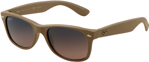 Ray Ban Rb2132 New Wayfarer Matte Beige Polarised Sunglasses - Ray Ban Wayfarer Blue (500x300), Png Download