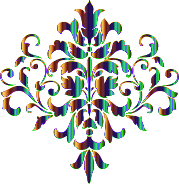 Damask, Decorative, Ornamental, Vintage, Classic - Damask Stencil (622x640), Png Download