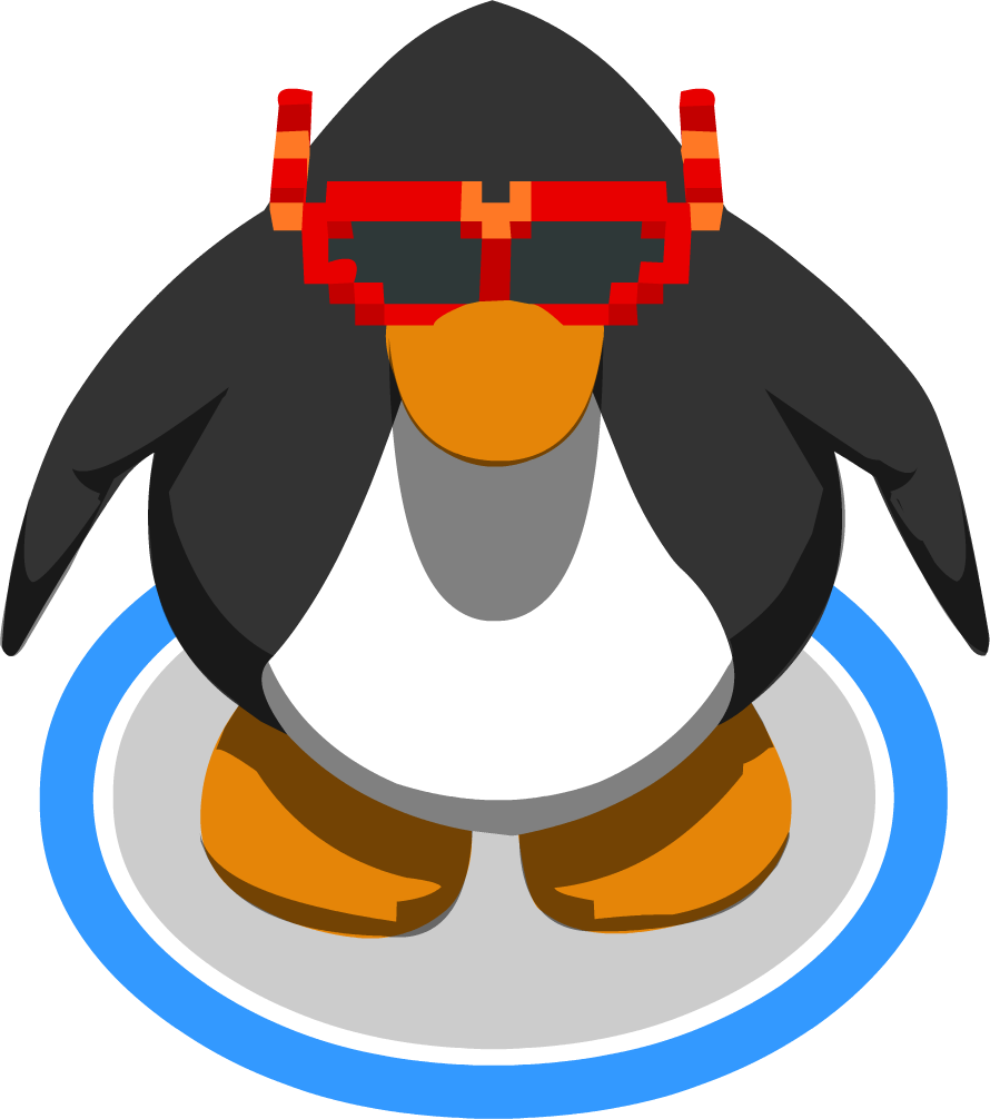 Red Pixel Glasses In-game - Red Penguin Club Penguin (890x1006), Png Download
