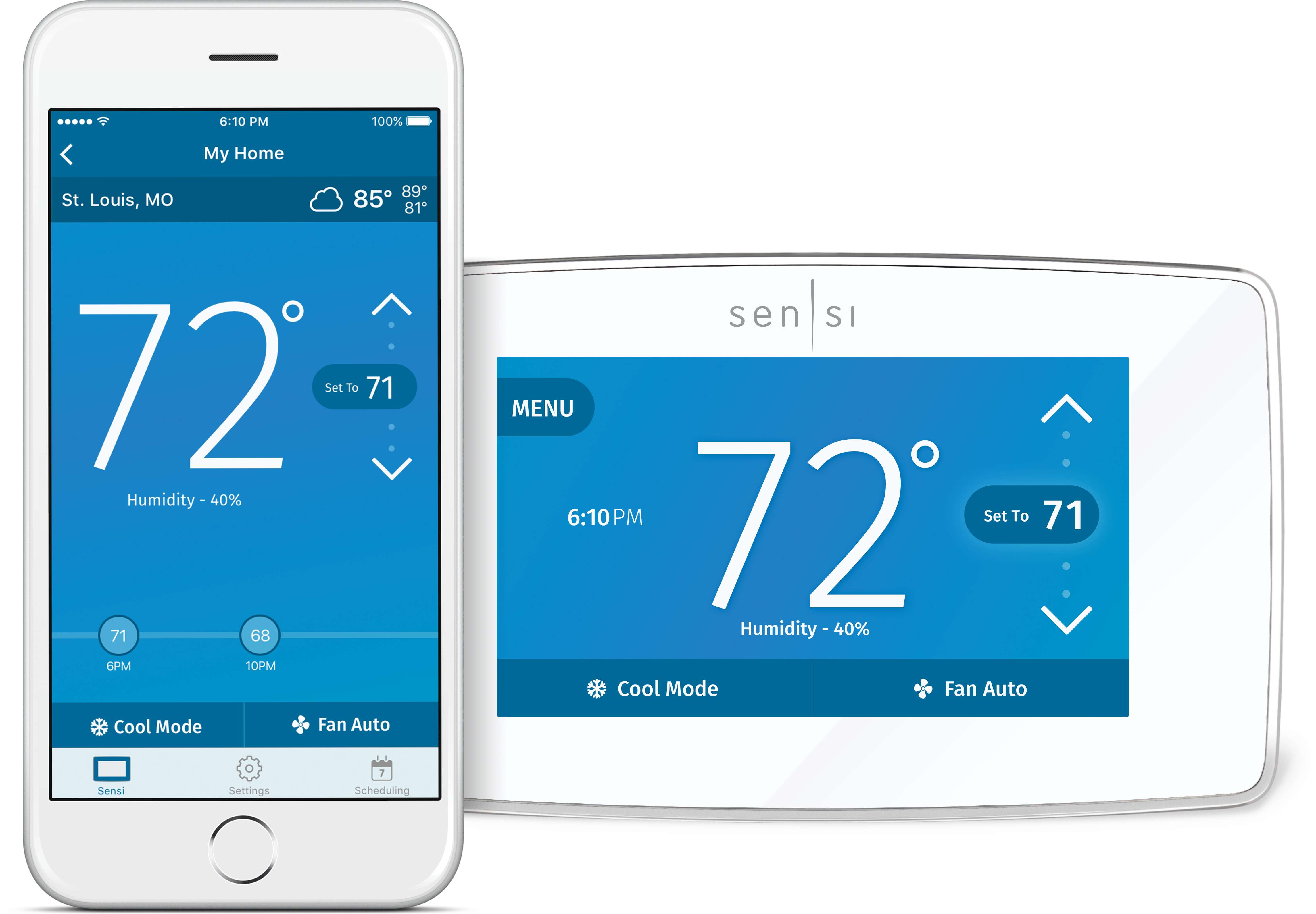 Sensi Touch Wi-fi Thermostat - Emerson Sensi Touch St75 (5479x3614), Png Download