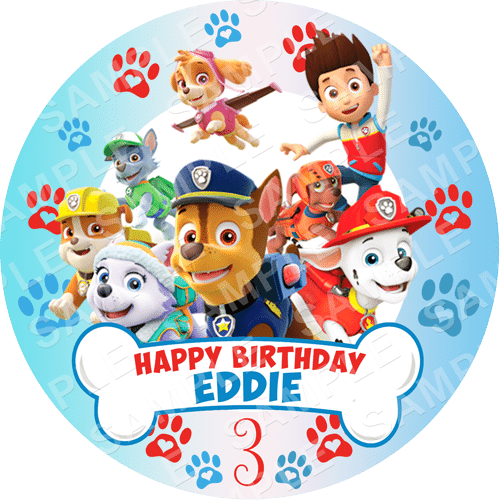 Paw Patrol - Paw Patrol Round Cake Topper (500x500), Png Download