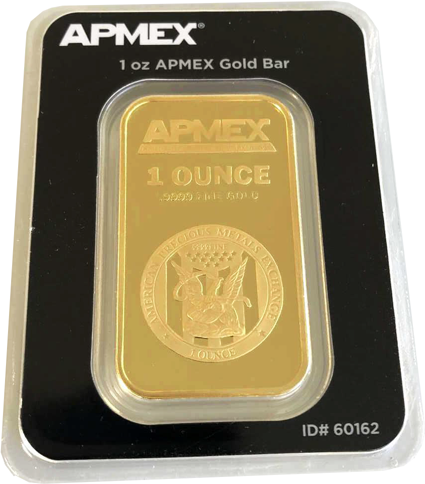 1 Oz Gold Bar Apmex - Gold Bar (1000x1016), Png Download