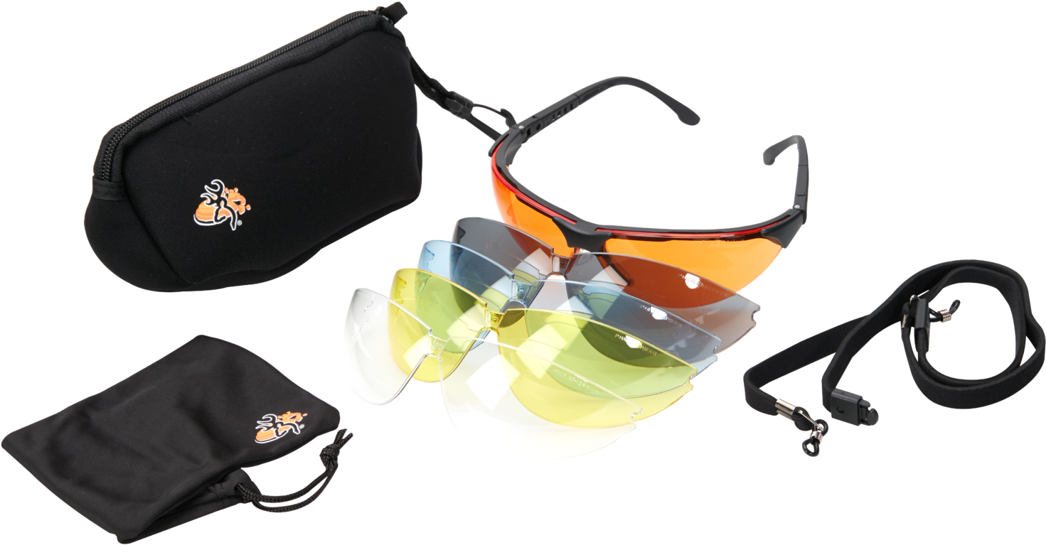 Set Of Safety Glasses With 5 Different-coloured Lenses - Lunettes De Tir Browning (1500x816), Png Download