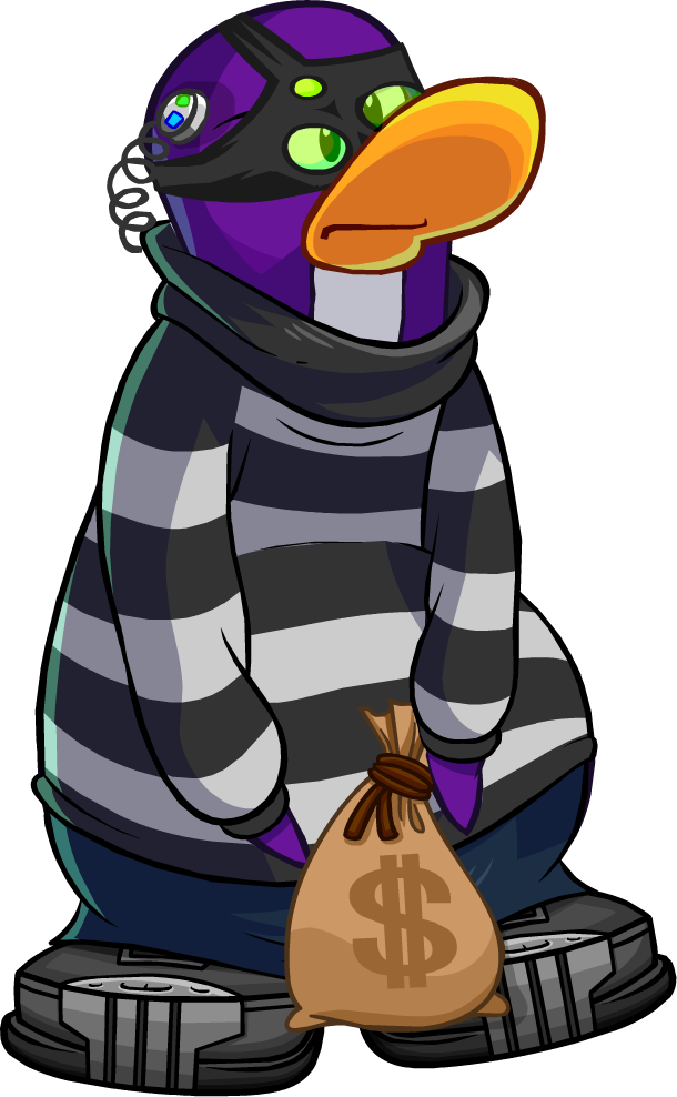Agent Unknown Design - Club Penguin Robber Png (610x988), Png Download