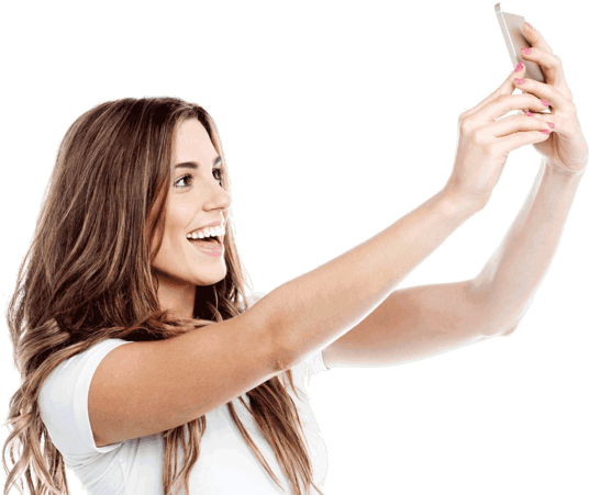 Super Happy Users - Selfie Woman Png (640x468), Png Download