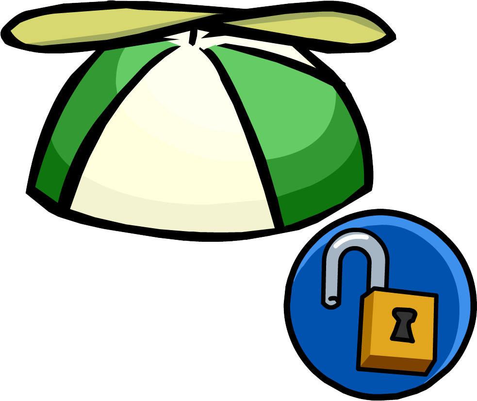 Green Propellor Cap Unlockable Icon - Club Penguin Hats (983x826), Png Download